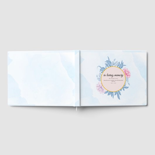 Blush Dusty Blue Waterverf begrafenis Gastenboek (Volledig)
