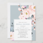 Blush & Dusty Blue Waterverf Floral Vrijgezellenfe Kaart (Voorkant)