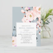 Blush & Dusty Blue Waterverf Floral Vrijgezellenfe Kaart (Staand voorkant)