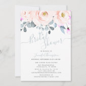 Blush & Dusty Blue Waterverf Floral Vrijgezellenfe Kaart (Voorkant)
