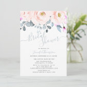 Blush & Dusty Blue Waterverf Floral Vrijgezellenfe Kaart (Staand voorkant)