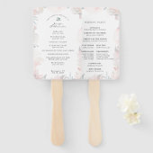 Blush Dusty Blue Waterverf Floral Wedding Program Handwaaier (Voorkant en achterkant)