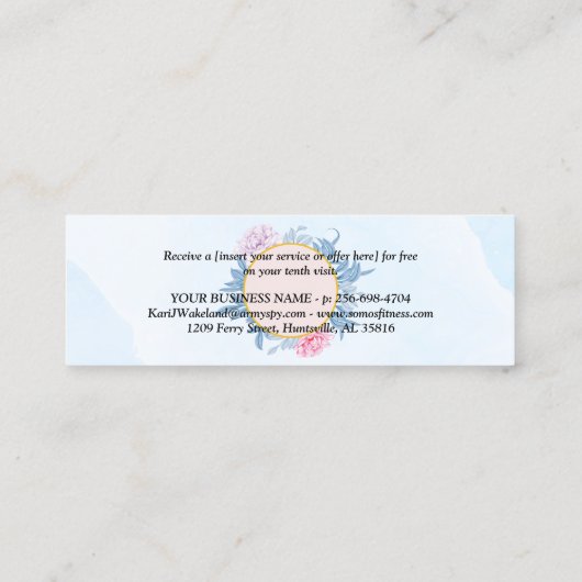 Blush Dusty Blue Waterverf Loyalty Punch Card (Achterkant)