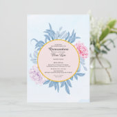 Blush Dusty Blue Waterverf Quinceanera Save The Date (Staand voorkant)