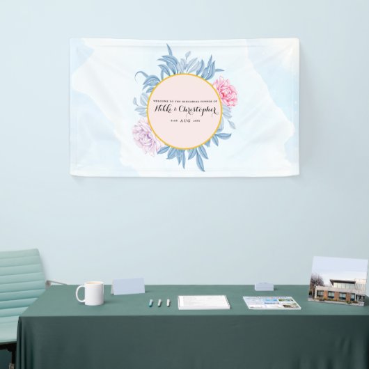 Blush Dusty Blue Waterverf Rehearsal Dinner Spandoek (Beurs)