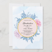 Blush Dusty Blue Waterverf Succulent ​Afstuderen Kaart (Voorkant)