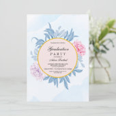 Blush Dusty Blue Waterverf Succulent ​Afstuderen Kaart (Staand voorkant)