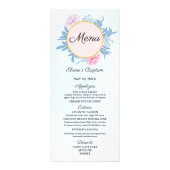 Blush Dusty Blue Waterverf Succulent Baptisme Menu (Voorkant)