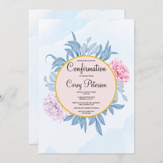 Blush Dusty Blue Waterverf Succulent bevestiging Kaart (Voorkant / Achterkant)