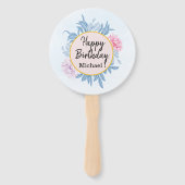 Blush Dusty Blue Waterverf Verjaardagsfeestje Handwaaier