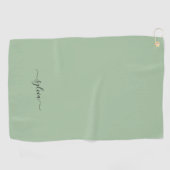 Blush Dusty Green Modern Girly Monogram Naam Golfhanddoek (Horizontaal)