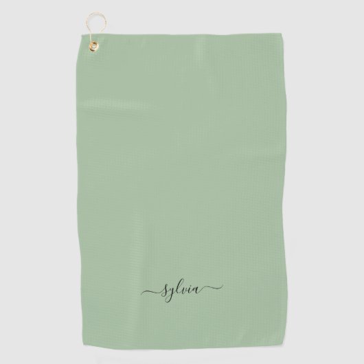 Blush Dusty Green Modern Girly Monogram Naam Golfhanddoek (Voorkant)