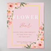 Blush Dusty Pink Flower Bar Vrijgezellenfeest Sign Poster (Voorkant)