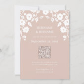 Blush Dusty Pink Foto QR Code Website Folk Floral Save The Date (Achterkant)