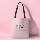 Blush Dusty Pink Girly Script Monogram Modern Tote Bag<br><div class="desc">Blush Dusty Pink Elegant Voeg je eigen naam Monogram Book Bag toe. Deze Book Bag kan worden aangepast om uw initiaal en voornaam op te nemen en wordt gegeven als cadeau voor Kerstmis,  Sweet 16 Birthday,  Vrijgezellenfeest of een bruiloft.</div>