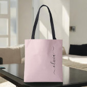 Blush Dusty Pink Girly Script Monogram Modern Tote Bag