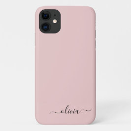 Blush Dusty Pink Girly Script Monogram Naam Modern Case-Mate iPhone Case
