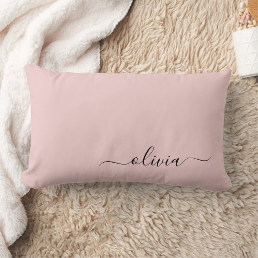 Blush Dusty Pink Girly Script Monogram Naam Modern Kussen (Deken)