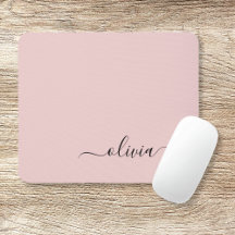 Blush Dusty Pink Girly Script Monogram Naam Modern