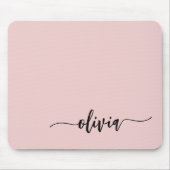 Blush Dusty Pink Girly Script Monogram Naam Modern Muismat (Voorkant)