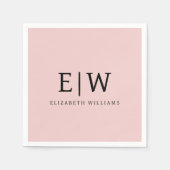 Blush Dusty Pink Girly Script Monogram Naam Modern Servet (Voorkant)