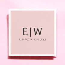 Blush Dusty Pink Girly Script Monogram Naam Modern