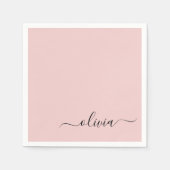 Blush Dusty Pink Girly Script Monogram Naam Modern Servet (Voorkant)