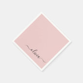 Blush Dusty Pink Girly Script Monogram Naam Modern Servet (Hoek)