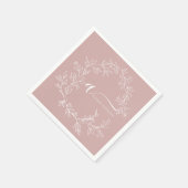 Blush Dusty Pink Girly Script Monogram Naam Modern Servet (Hoek)