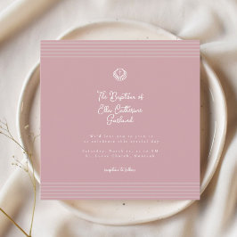 Blush dusty pink modern baptism Invitation Kaart