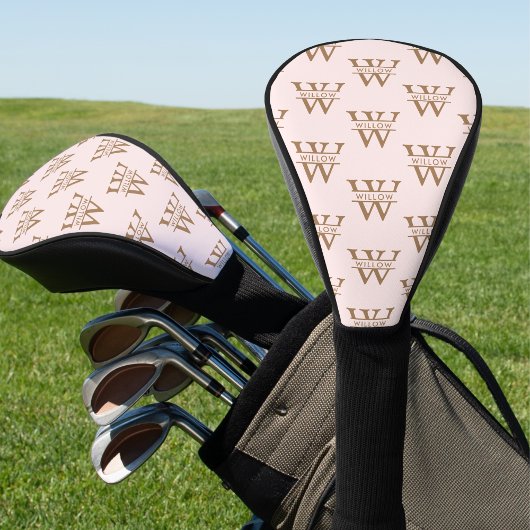 Blush Dusty Pink Modern Girly Monogram Naam Golfheadcover