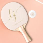 Blush Dusty Pink Modern Gold Script Monogram Naam Tafeltennisbatje