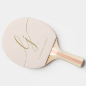 Blush Dusty Pink Modern Gold Script Monogram Naam Tafeltennisbatje (Zijkant)