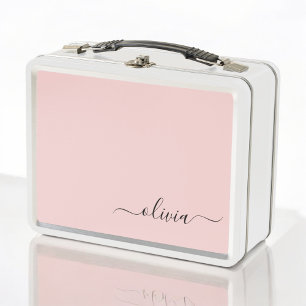 Blush Dusty Pink Modern Script Girly Monogram Naam
