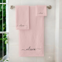 Blush Dusty Pink Modern Script Girly Monogram Naam