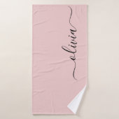Blush Dusty Pink Modern Script Girly Monogram Naam Badhanddoek (Badhanddoek)