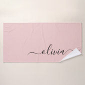 Blush Dusty Pink Modern Script Girly Monogram Naam Badhanddoek (Badhanddoek)