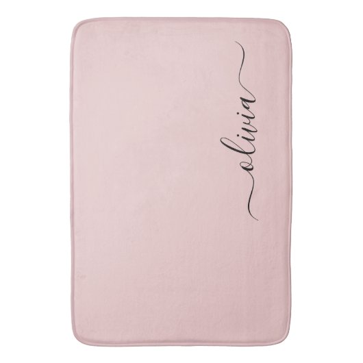 Blush Dusty Pink Modern Script Girly Monogram Naam Badmat (Voorkant Verticaal)