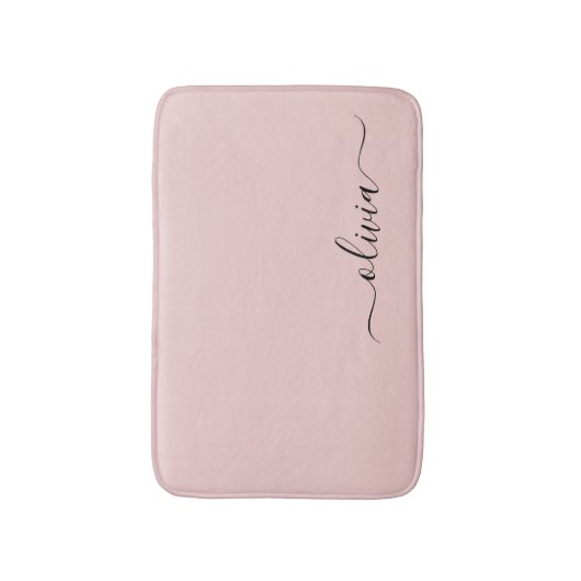 Blush Dusty Pink Modern Script Girly Monogram Naam Badmat (Voorkant Verticaal)