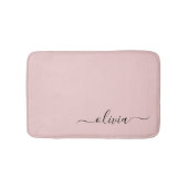 Blush Dusty Pink Modern Script Girly Monogram Naam Badmat (Voorkant)