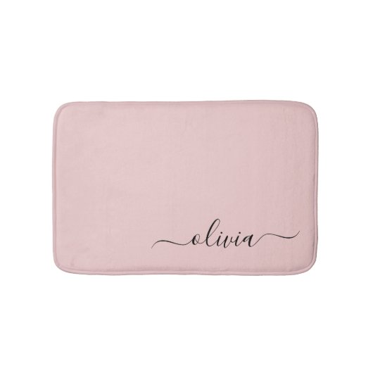 Blush Dusty Pink Modern Script Girly Monogram Naam Badmat (Voorkant)