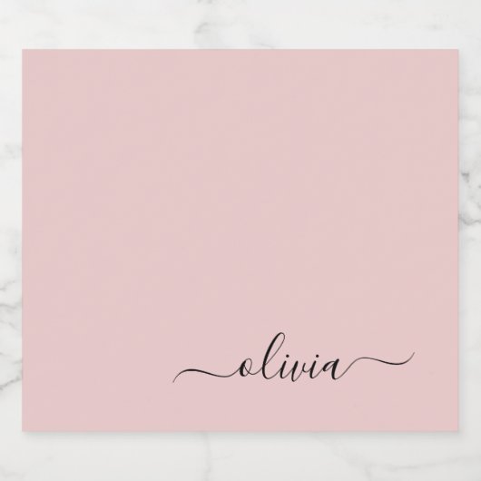 Blush Dusty Pink Modern Script Girly Monogram Naam Bier Etiket (Enkel label)