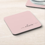 Blush Dusty Pink Modern Script Girly Monogram Naam Bier Onderzetter<br><div class="desc">Blush Dusty Pink Simple Script Monogram Name Paper Onderzetters. Dit maakt het perfecte afstuderen,  de verjaardag,  de bruiloft,  het vrijgezellenfeest,  de verjaardag,  het baby shower of het bachelorette feest cadeau voor iemand die van glam luxe en chic stijlen houdt.</div>