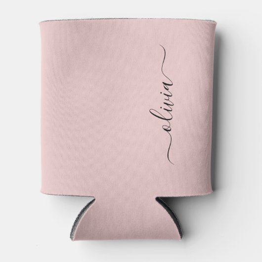 Blush Dusty Pink Modern Script Girly Monogram Naam Blikjeskoeler (Voorkant)