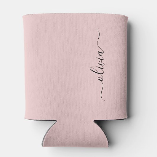 Blush Dusty Pink Modern Script Girly Monogram Naam Blikjeskoeler (Achterkant)