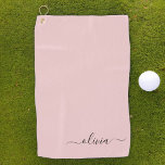 Blush Dusty Pink Modern Script Girly Monogram Naam Golfhanddoek<br><div class="desc">Blush Dusty Pink Monogram Name Golf Towel. Dit maakt de perfecte liefhebbende 16 verjaardag,  bruiloft,  vrijgezellenfeest,  verjaardagsdag,  baby shower of vrijgezellenfeest voor iemand die van luxe glam en stijl houdt.</div>