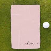 Blush Dusty Pink Modern Script Girly Monogram Naam Golfhanddoek