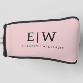Blush Dusty Pink Modern Script Girly Monogram Naam Golfheadcover