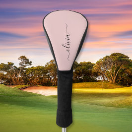 Blush Dusty Pink Modern Script Girly Monogram Naam Golfheadcover