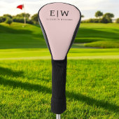 Blush Dusty Pink Modern Script Girly Monogram Naam Golfheadcover